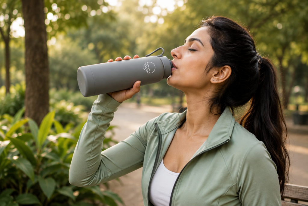 Drinking from Hydra Beast Bottle-Self Cleaning Water Bottle